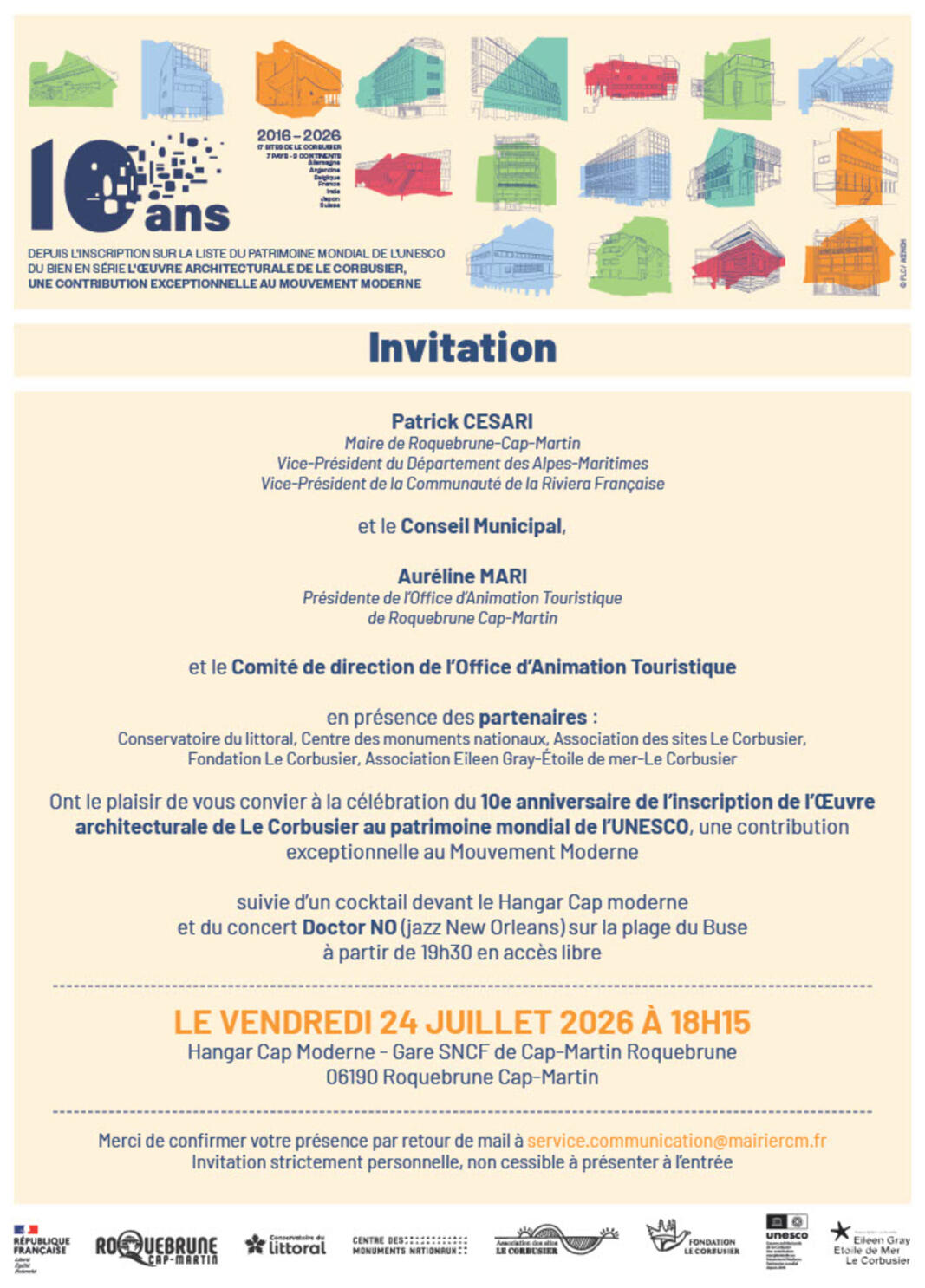 ROQUEBRUNE CAP MARTIN célèbre les 10 ans de l'inscription du Cabanon de Le Corbusier au Patrimoine mondial de l'UNESCO