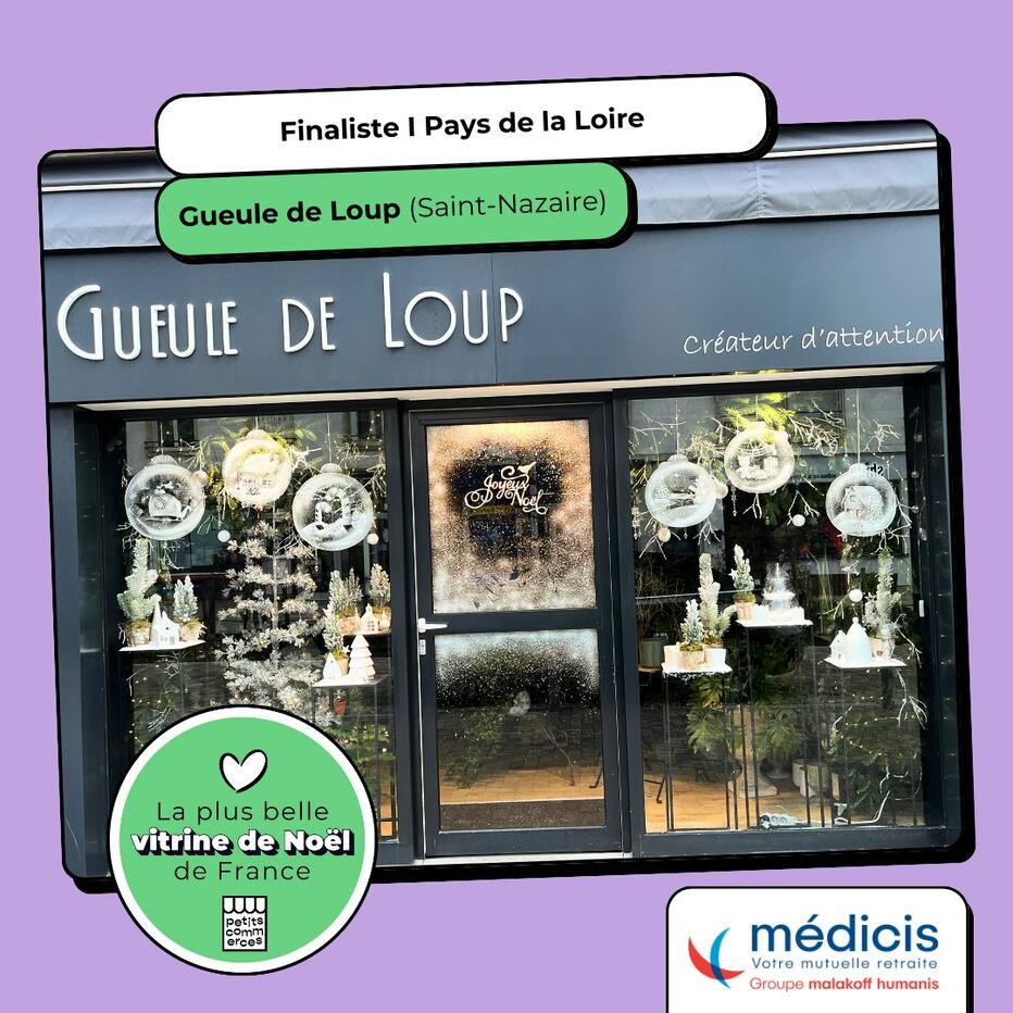  Concours « Plus belle vitrine de Noël » : le fleuriste nazairien Gueule de Loup qualifié pour la finale nationale