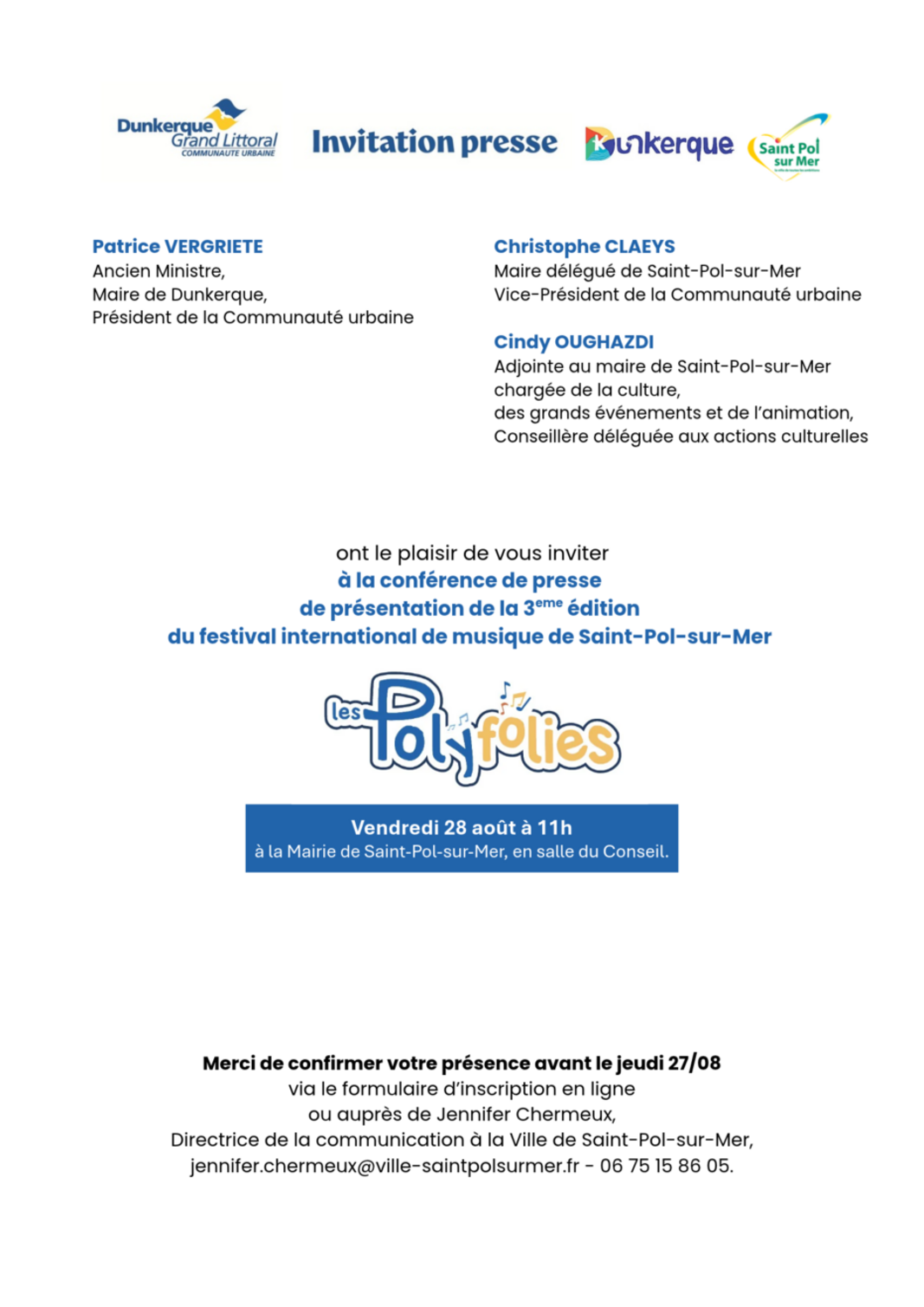 Invitation - Conférence de presse des Polyfolies 2026
