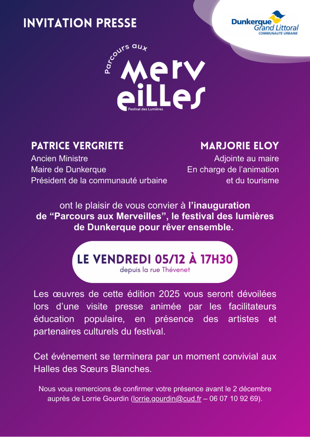 Invitation presse - Visite presse Parcours aux Merveilles 05/12