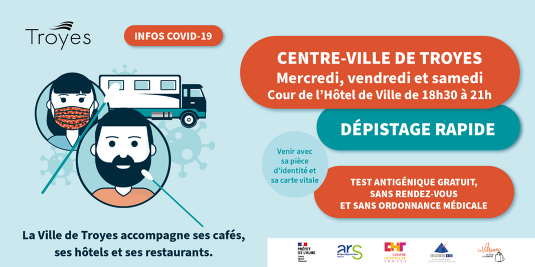 Campagne de dépistage ciblée au centre-ville de Troyes - 11, 13 et 14 août 2021